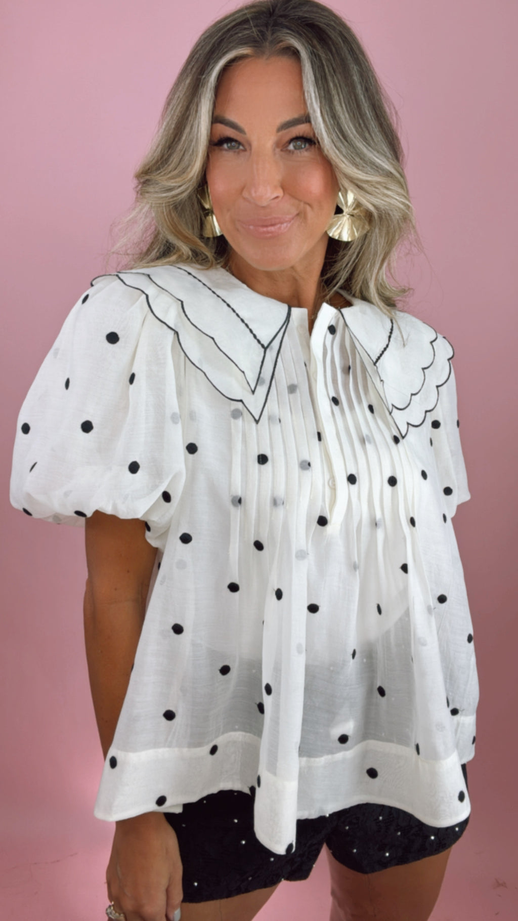 Endless Rose Cream Polka Dot Blouse