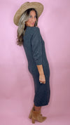 Current Air Charcoal Wool Sweater Midi Dress