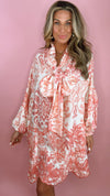 One Size Pink Paisley Bow Front Dress