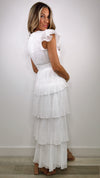 ASTR Emporia White Tiered Midi Dress