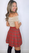 Molly Bracken Red Checkered Mini Skirt (MEDIUM)