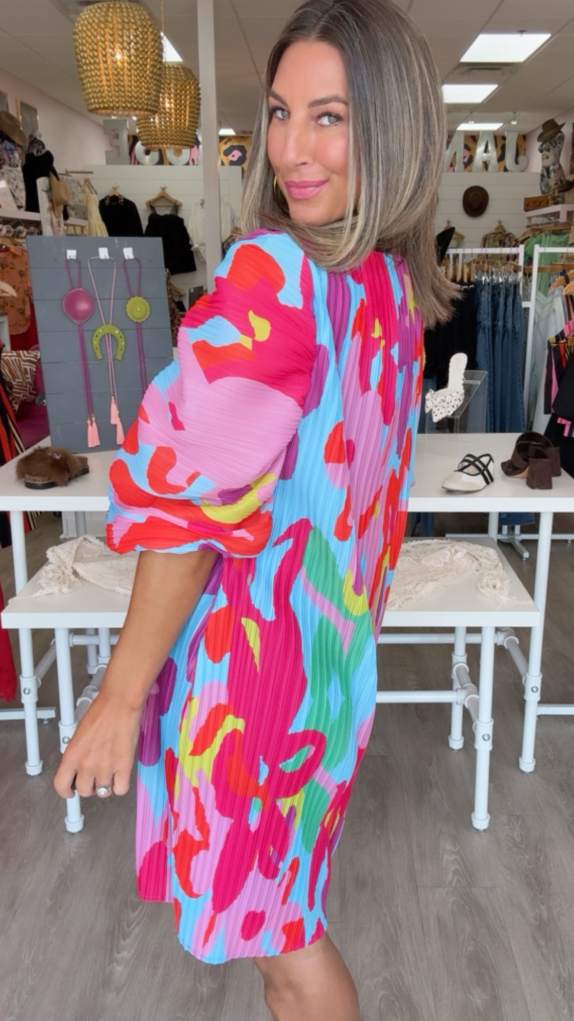 Karlie | Big Floral Pleat Dress