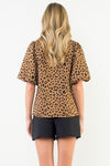 THML Cheetah Puff Sleeve Contract Top (1 XS)