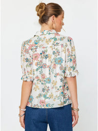Current Air Floral Printed Button-Down Blouse