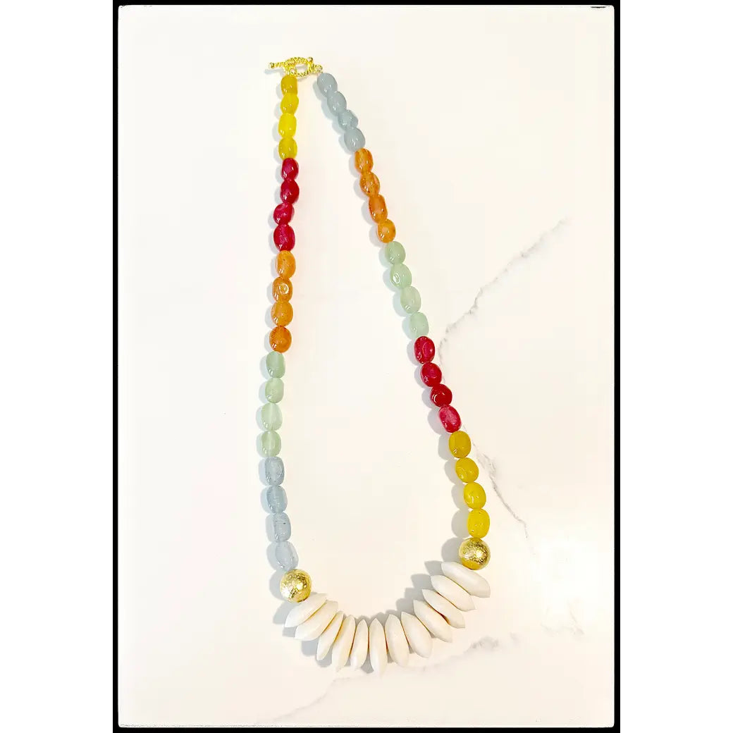 Multi Jade Nugget Bead Necklace