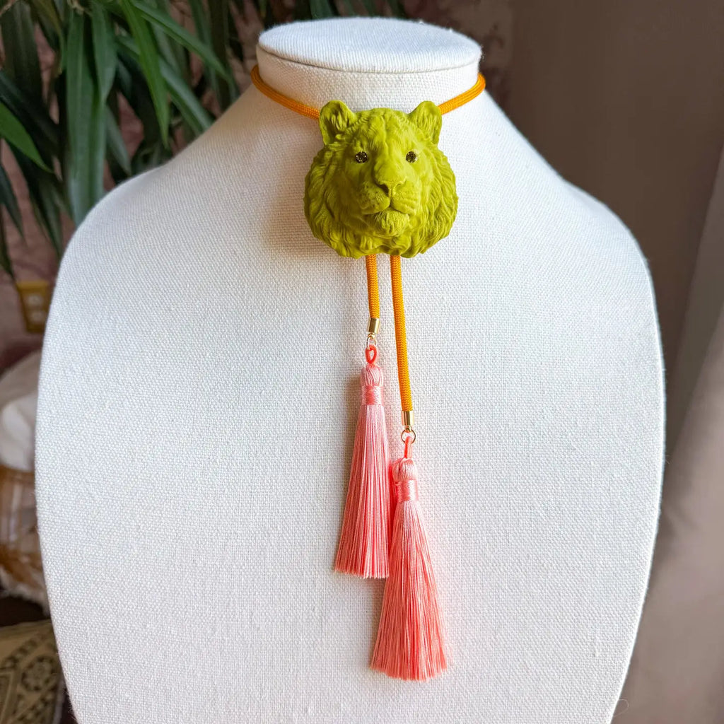 Tiger Bolo with Golden Yellow & Peach Tassel