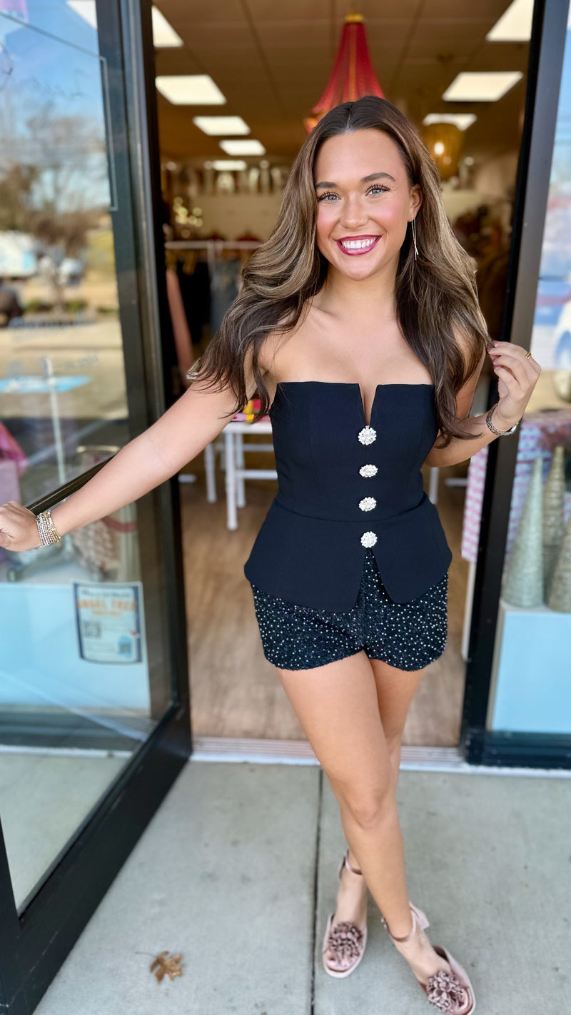 ASTR Black Anne Marie Strapless Top