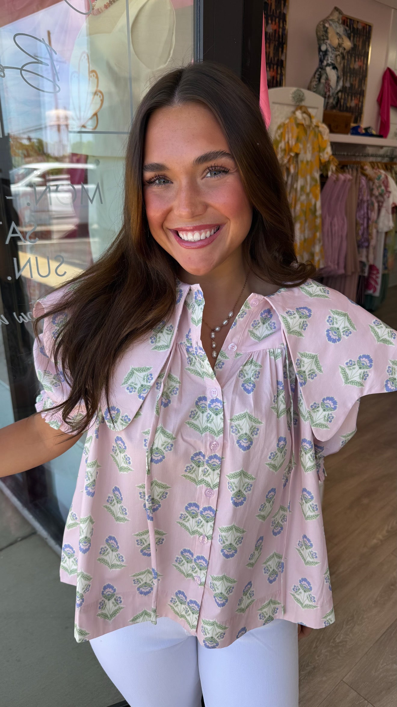 Karlie | French Floral Novelty Collar Top