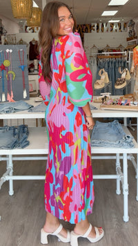Karlie | Big Floral Pleat Dress
