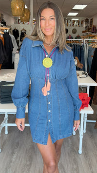 Denim Drop Shoulder Mini Dress