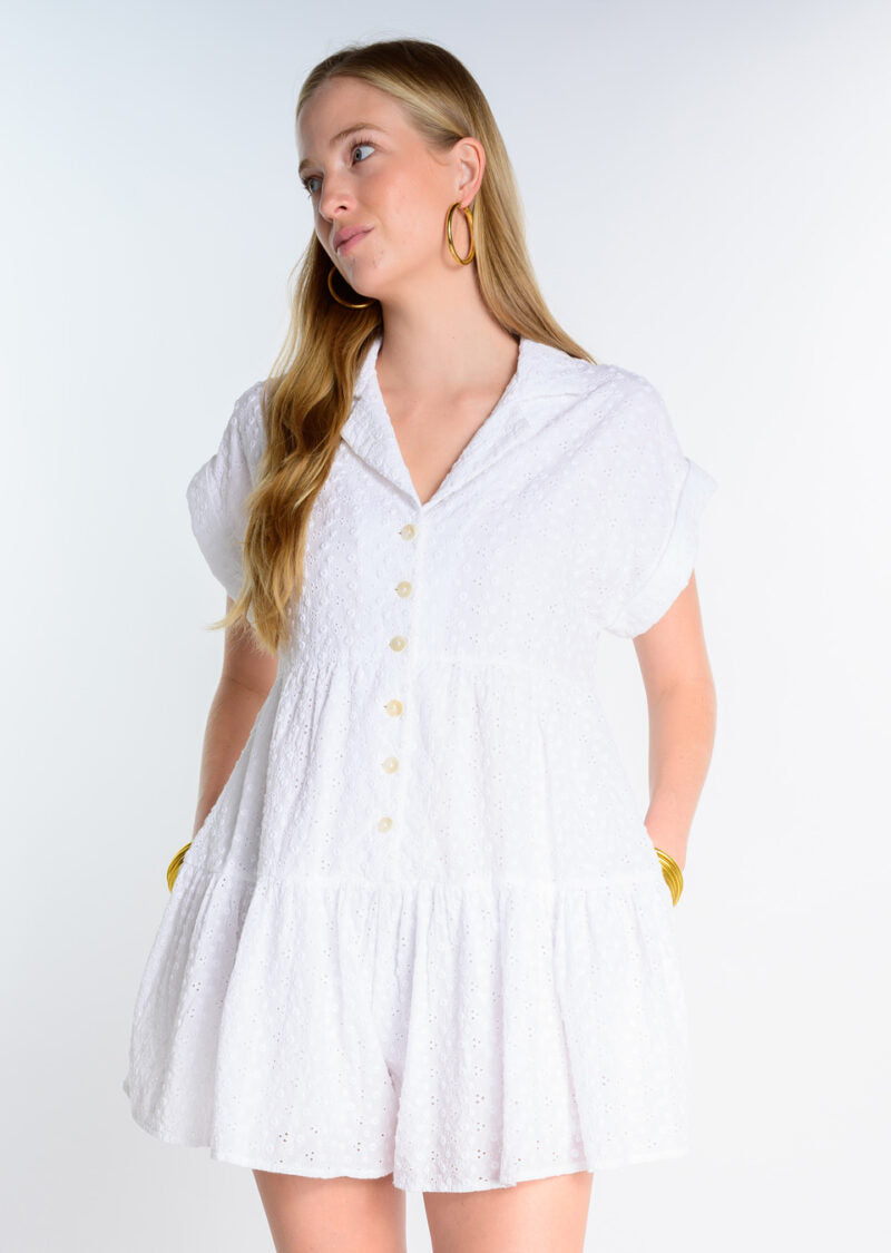 Uncle Frank White Eyelet Romper