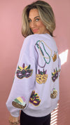 Queen of Sparkles Lavender Mardi Gras Icon Sweatshirt (1 LARGE)