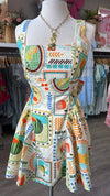 Fruit Tile Print Corset Mini Dress