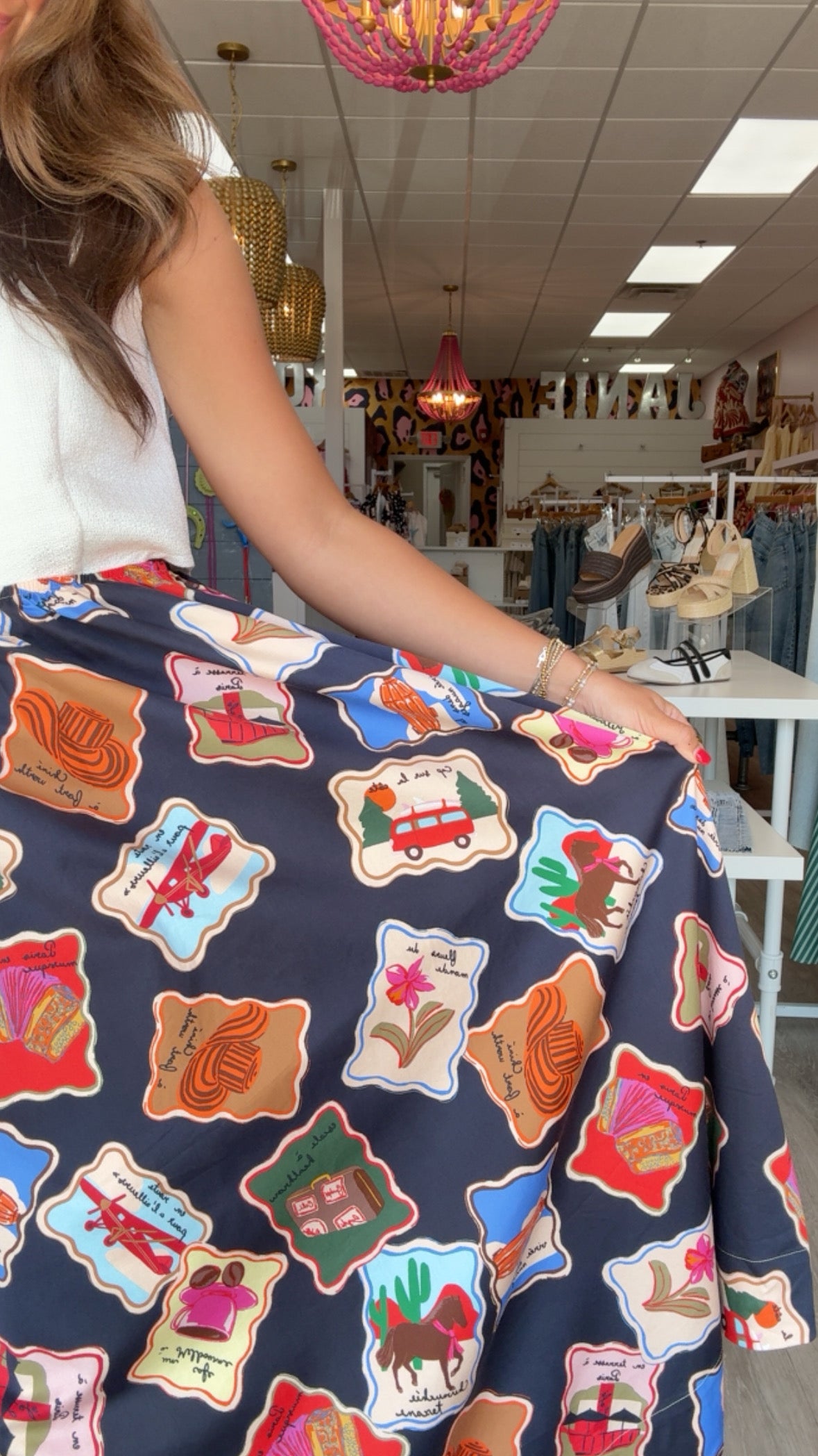 FRNCH | Borth Skirt in Timbres Stamp Print