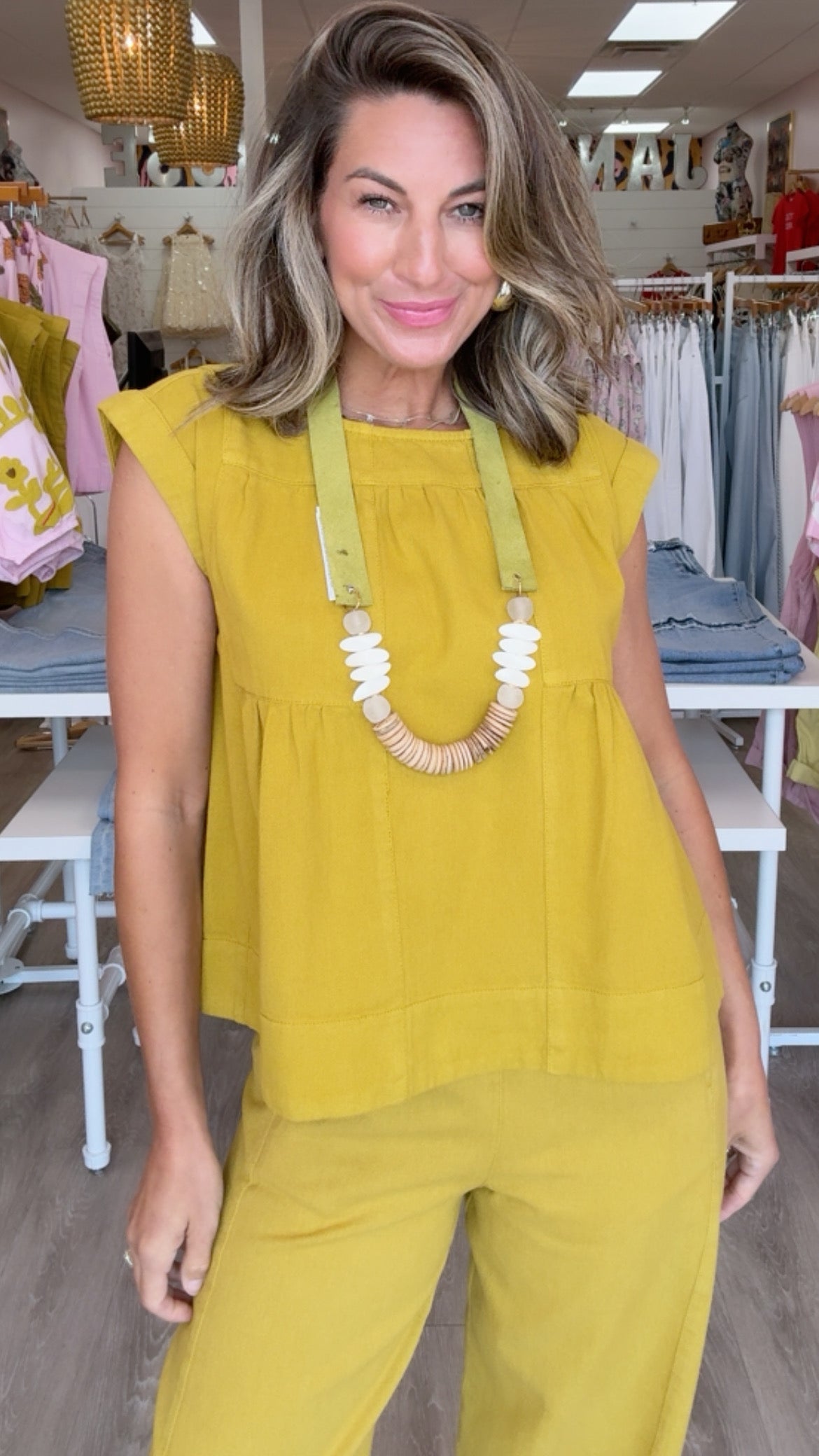 Ivy Jane | Ochre Patched Swing Top (XS)