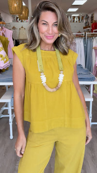 Ivy Jane | Ochre Patched Swing Top (XS)