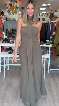 Olive Mockneck w/ Metal Hardware, BodyCon Maxi