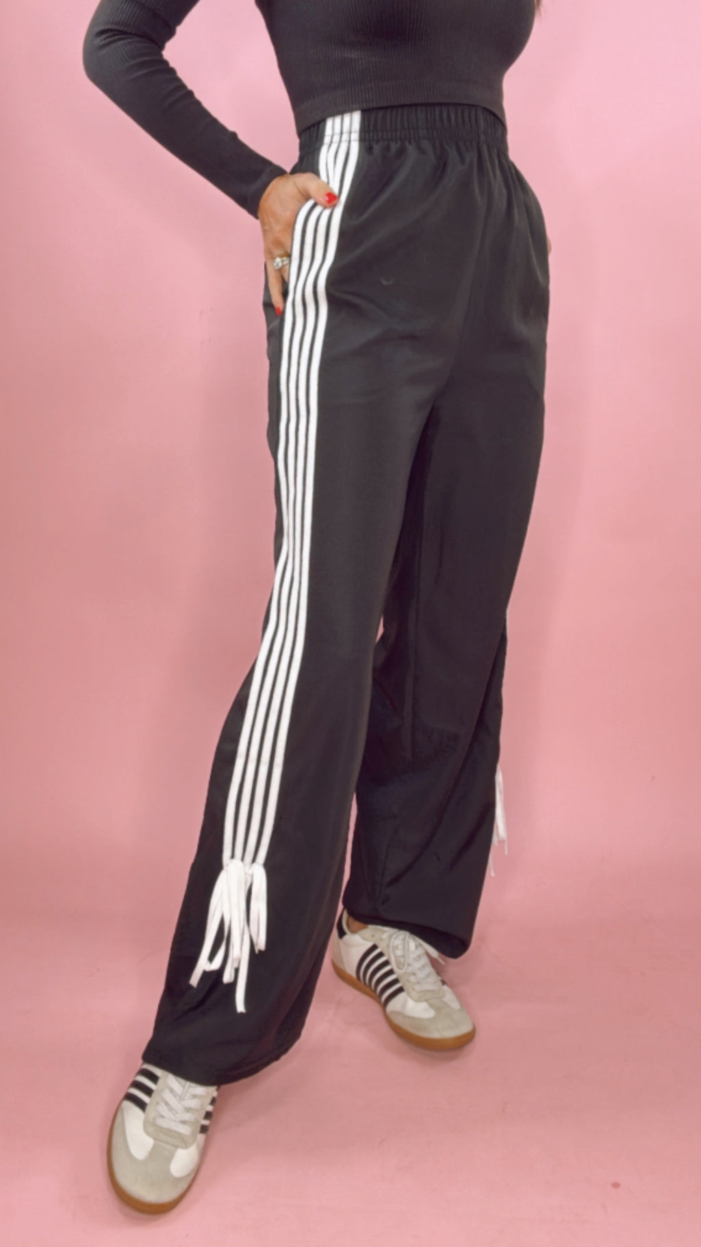 Black Side Piping w/ Bow Track Pants