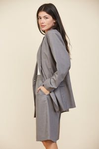 Grey Oversized Double Breasted Jacket Blazer