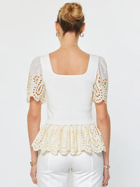 Current Air Eyelet Woven Combo Sweater Top