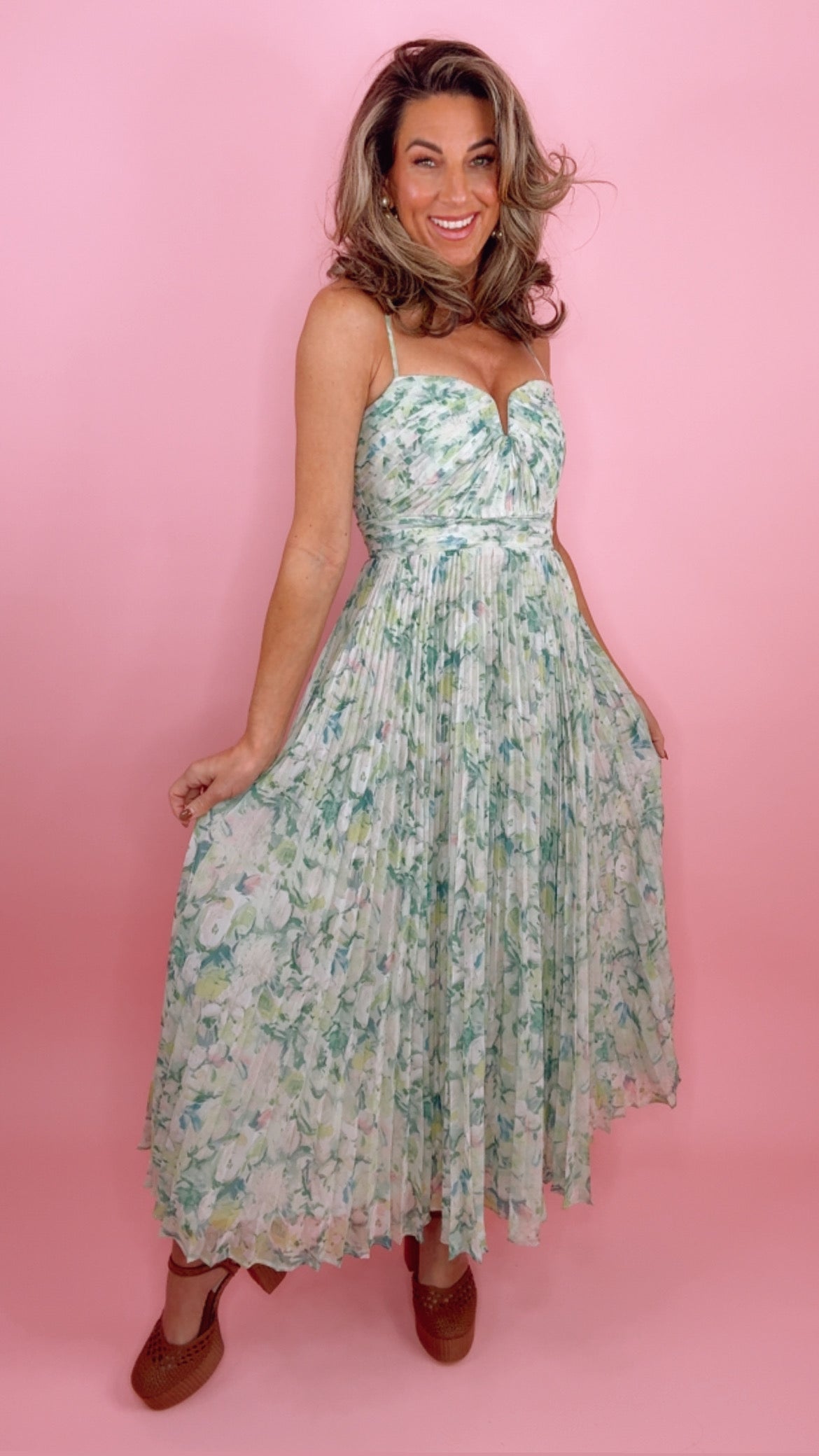 ASTR Green Floral Bayley Dress