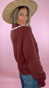 Rylee + Cru Burgundy Collared Cardigan