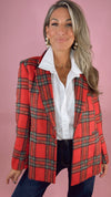 Red Tartan Plaid Blazer