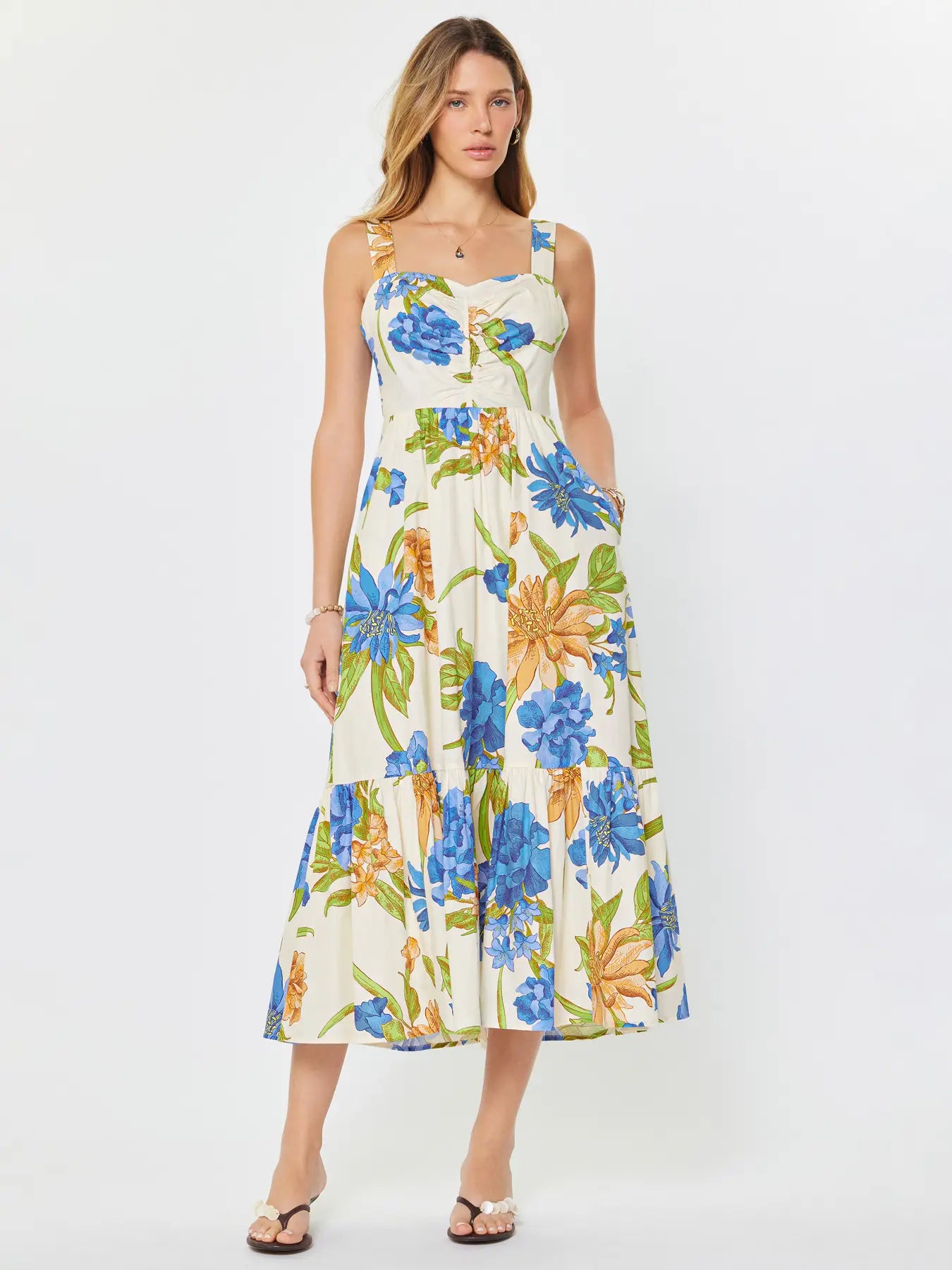 Current Air Floral Printed Sleeveless Midi Dress