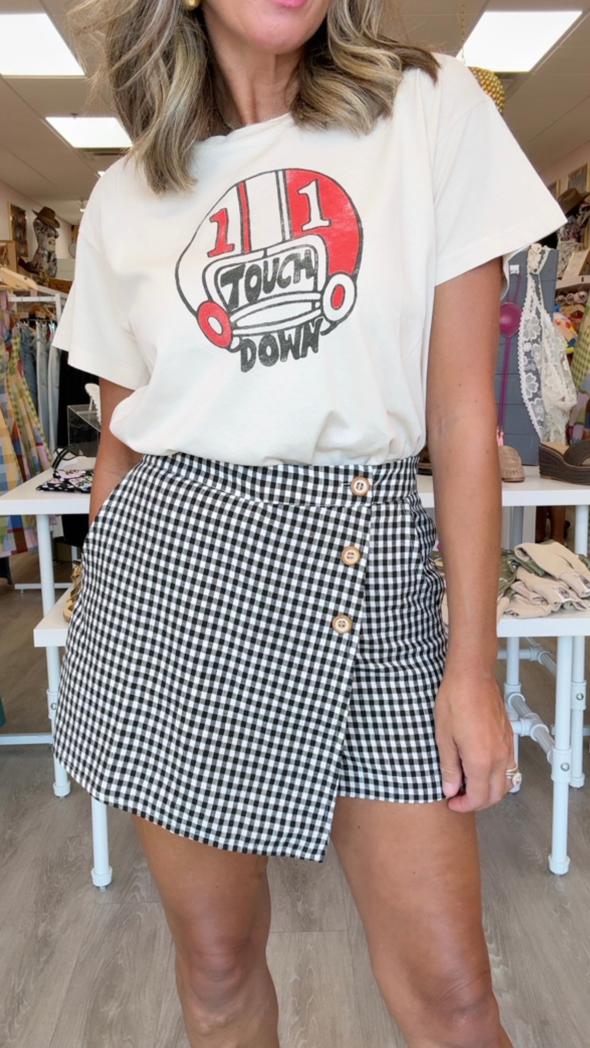 Karlie | Black Check Wrap Skort