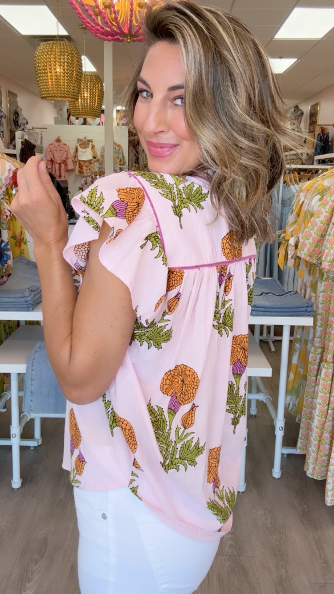 Ivy Jane | Pink Fem De La Fleur Top (1 MEDIUM)