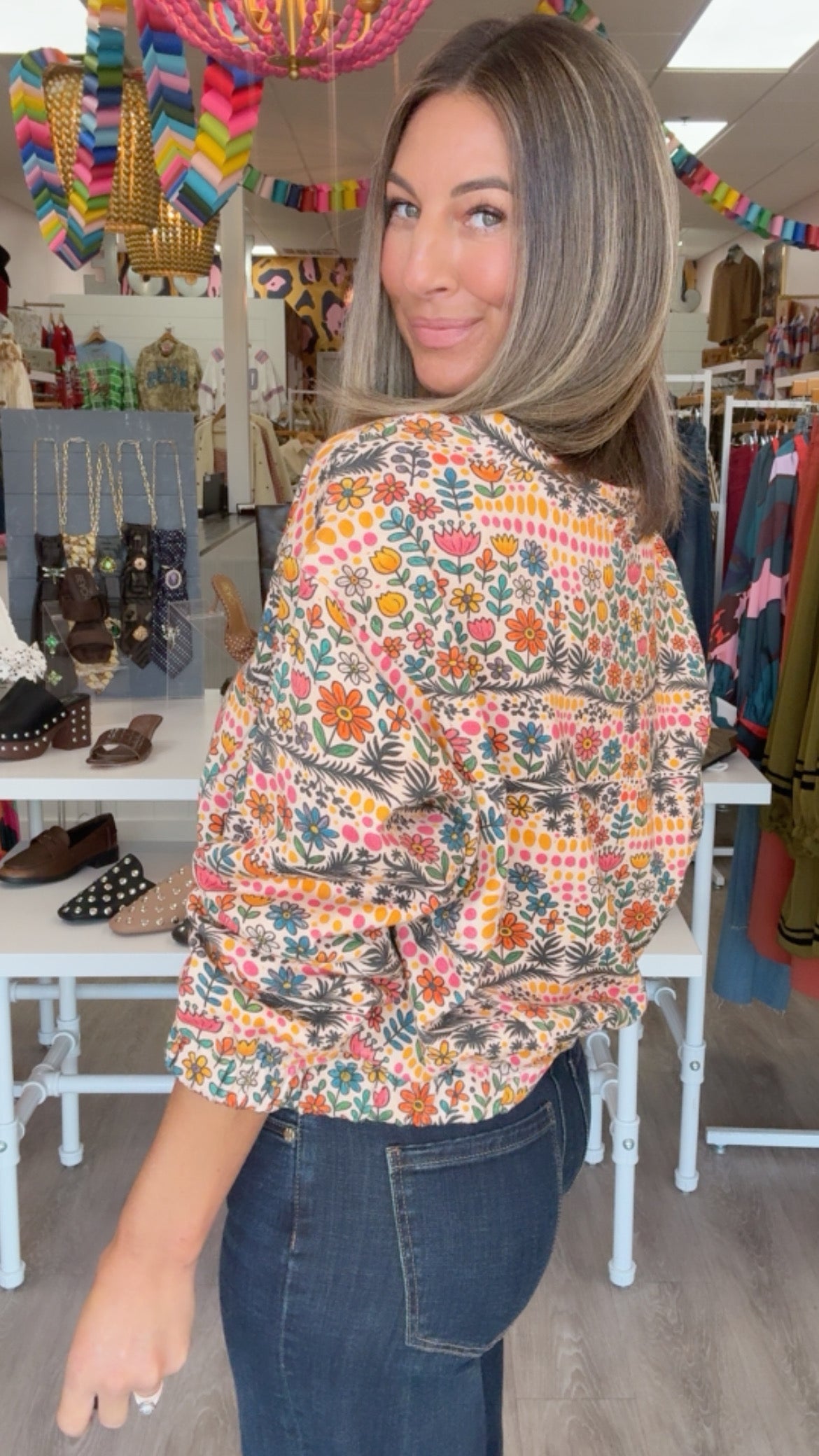 Ivy Jane Multi Crewneck Sweatshirt in Garden Print