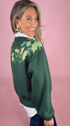 Queen of Sparkles Dark Green Wreath Around Neck Sweater