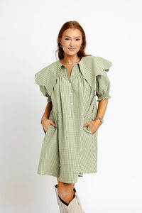 Karlie | Citrine Check Collar Dress