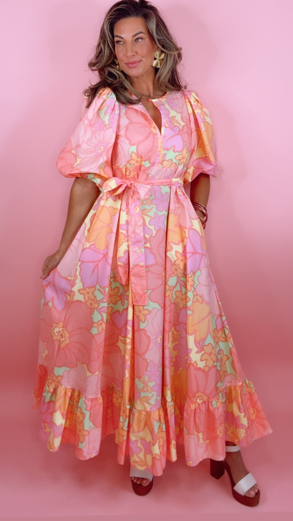 Karlie | Big Floral Pastel Maxi w/ Ties