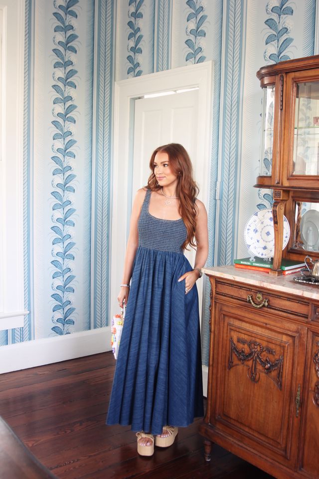Karlie | Denim Smocked Tank Maxi