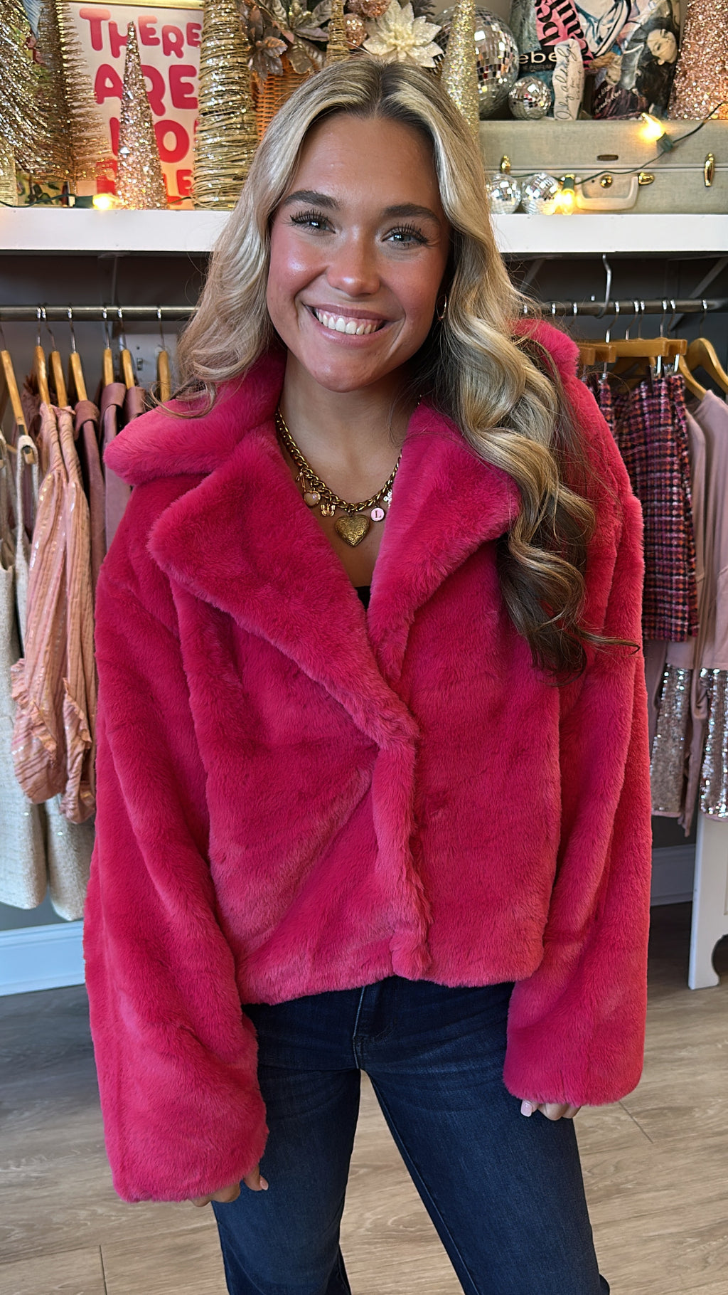 Fuchsia Fuzzy Fur Jacket