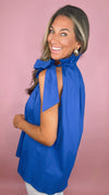 Bridget Blue Tie Neck Top (1 MEDIUM)