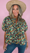 Karlie Floral Pleat Sleeve Top