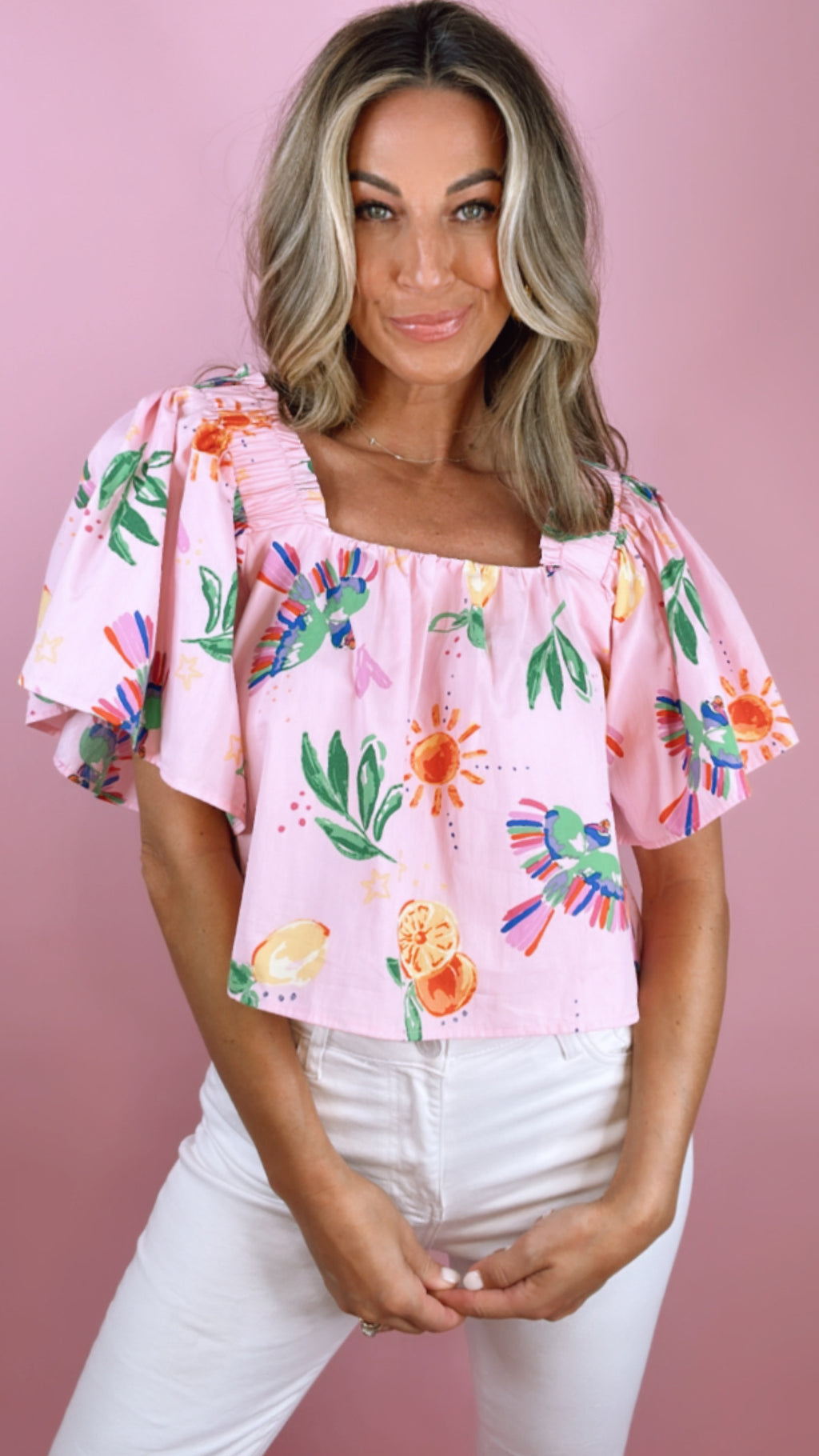 Karlie Toucan Fruit Square Neck Top