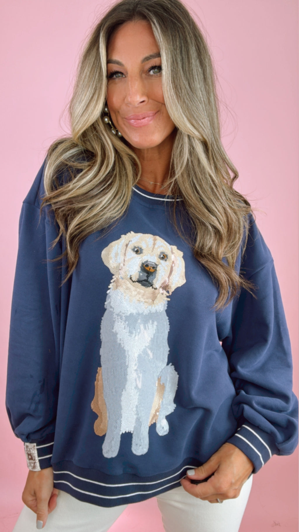 Queen of Sparkles Navy Golden Retriever Sweatshirt