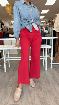 KUT | Meg High Rise Wide Leg in Ruby Red