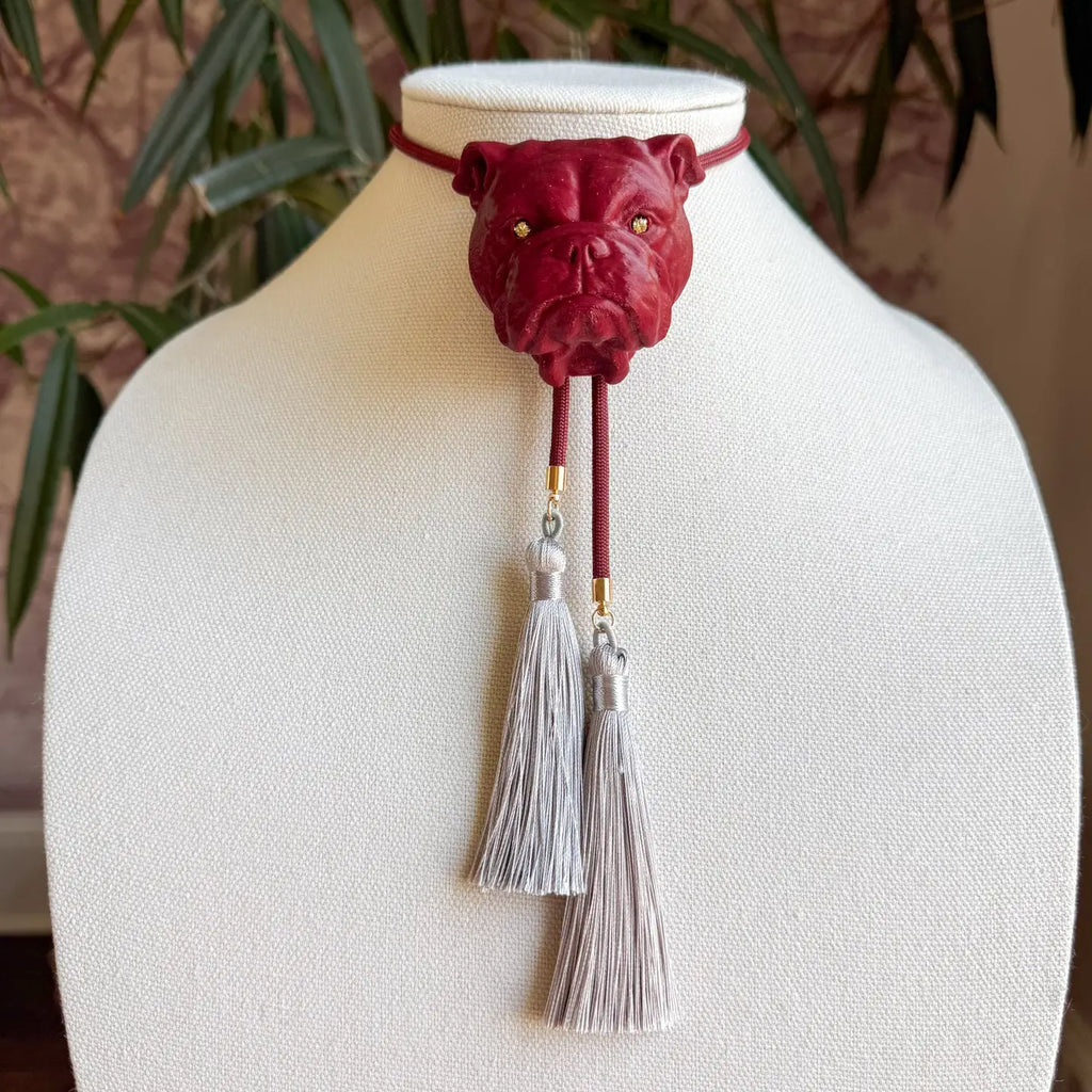 Bulldog Bolo with Maroon & Gray Tassel