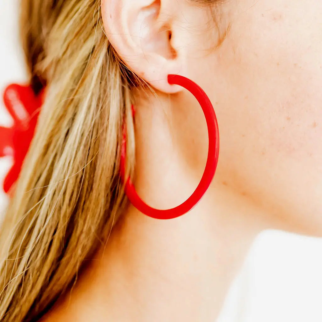 Gameday Mega Hoop Earring in Black or Red
