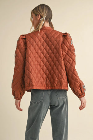 Bronze Quilted Jacket w/ Patchwork