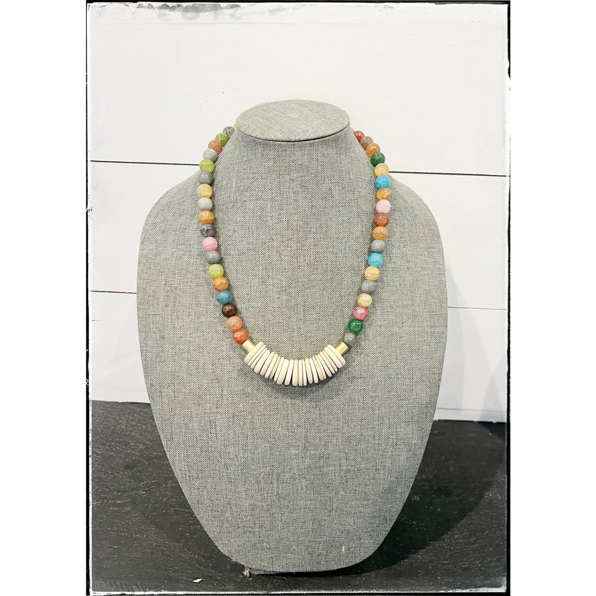 Multicolored Short Gemstone Agate Bead Necklace