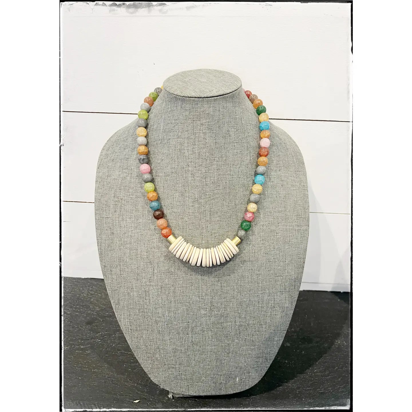 Multicolored Short Gemstone Agate Bead Necklace