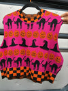 Queen of Sparkles Halloween Checkered Trim Sweater Top (1 LARGE)