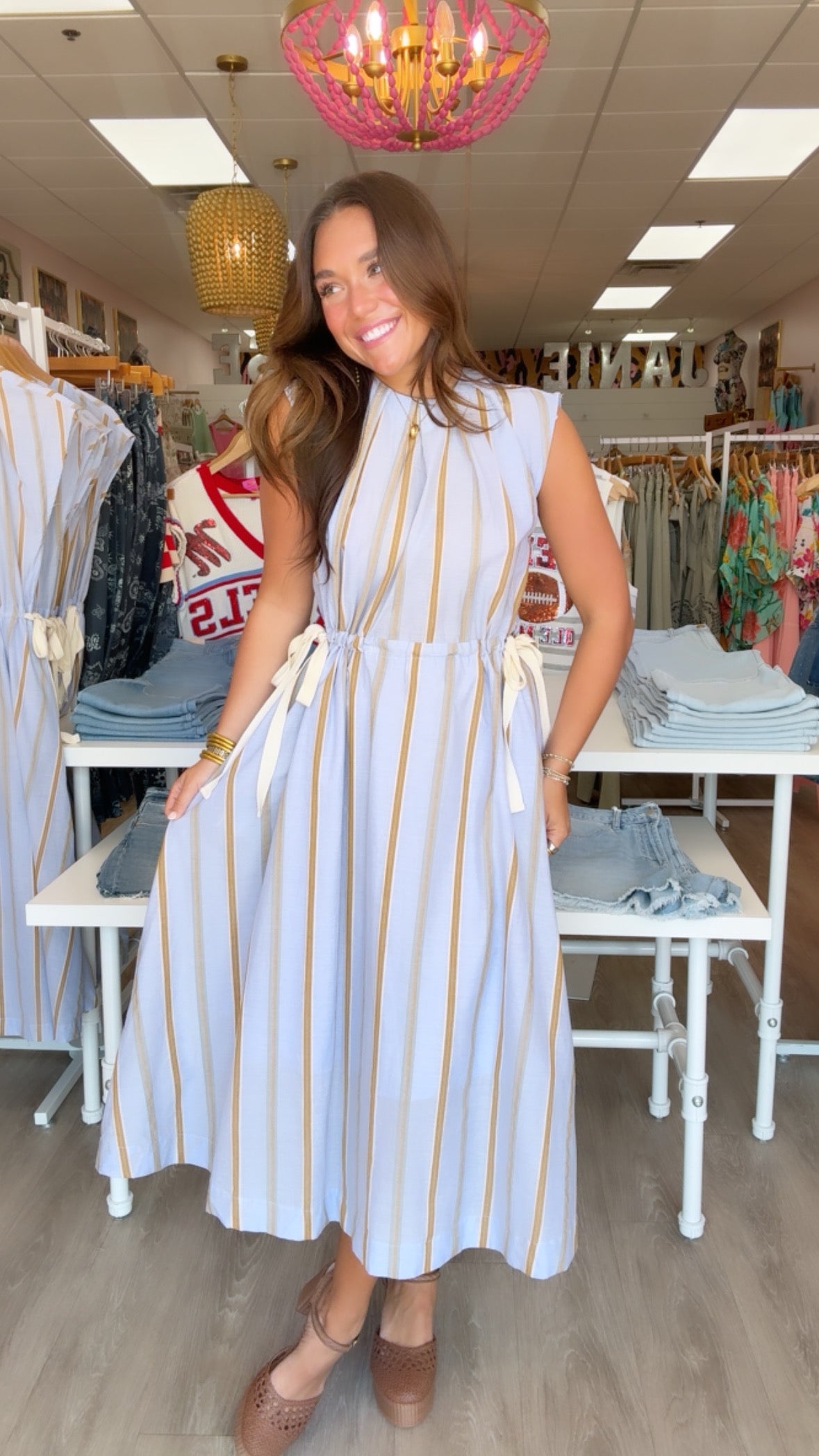 Blue Stripe Tie Bryce Dress