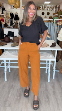 Ivy Jane | Rust Barrel Pant w/ Elastic Waist