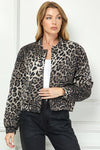 Leopard Print Quilted Long Sleeve Jacket